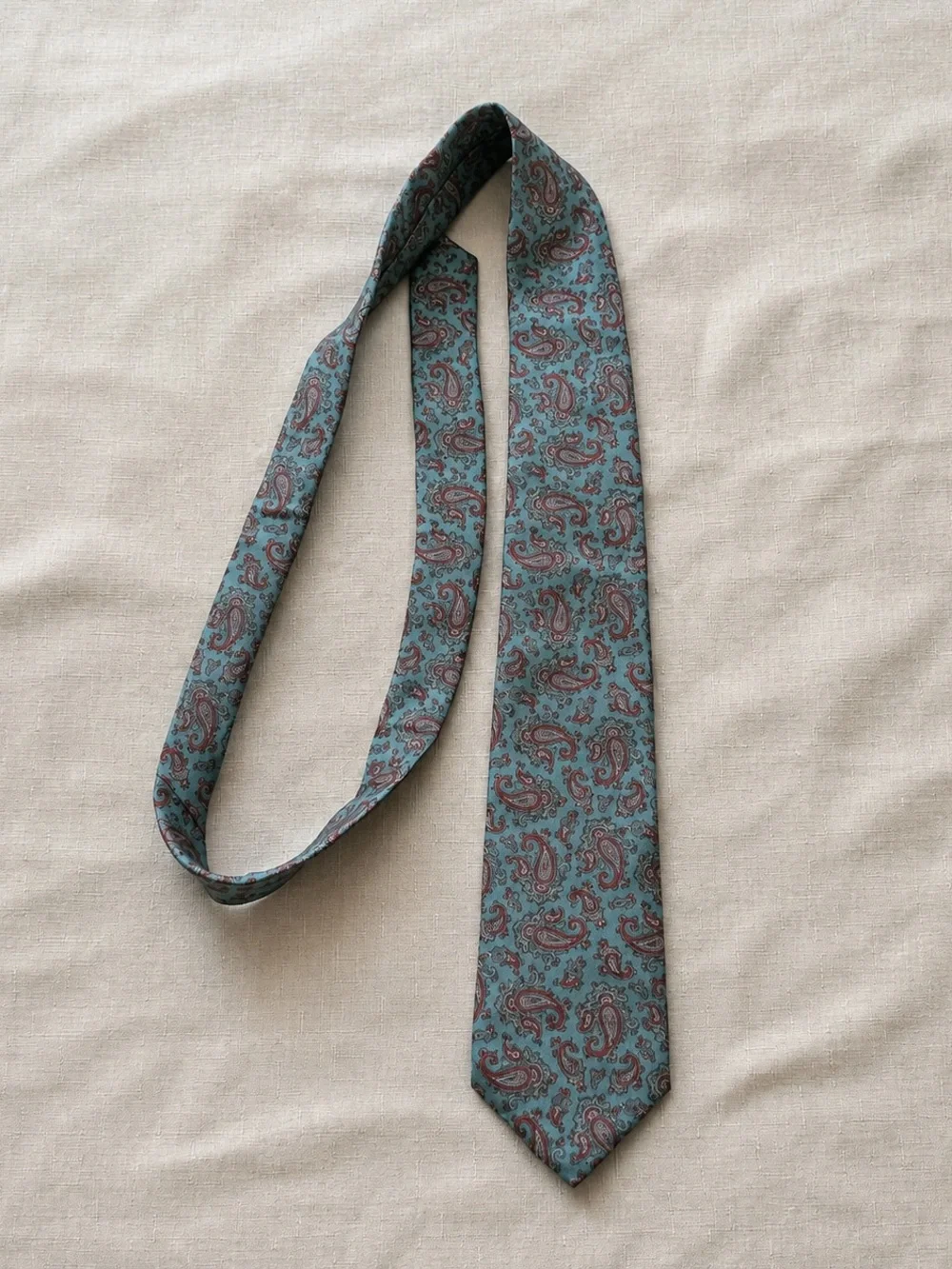 Vintage Kuppenheimer Men’s Club Paisley Silk Tie Blue Burgundy Madr in Italy